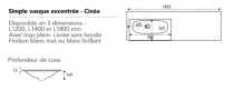 Plan vasque gauche Cinea 180.5x46cm MineralMarmo Blanc mat Non percé - O\'DESIGN Réf. VAS-CIN1800M-CGNP