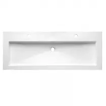Plan vasque Gréco 121x46cm percé pour 2 robinetteries Blanc brillant - OZE Réf. VAS-1200CER-SCL