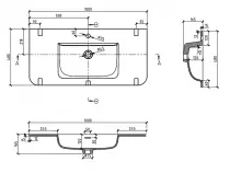 Plan vasque Indiana 100x48cm solid surface Blanc mat - OZE Réf. VAS-IND1000