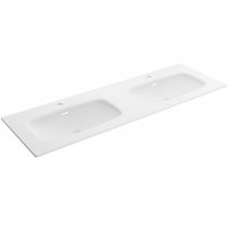 Plan vasque Lago sur mesure 160-180cm avec 2 vasques 56cm Solid surface Blanc mat - SALGAR Réf. 97579