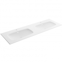Plan vasque Lago sur mesure 180.1-200cm avec 2 vasques 46cm Solid surface Blanc mat - SALGAR Réf. 97574