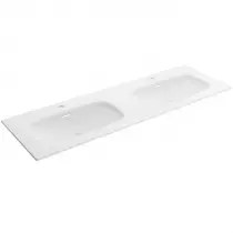 Plan vasque Lago sur mesure 180.1-200cm avec 2 vasques 56cm Solid surface Blanc mat - SALGAR Réf. 97580
