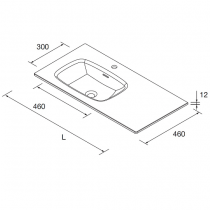 Plan vasque Lago sur mesure 60-90cm avec vasque 46cm Solid surface Blanc mat - SALGAR Réf. 97566