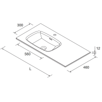 Plan vasque Lago sur mesure 80-120cm avec vasque 56cm Solid surface Blanc mat - SALGAR Réf. 97575