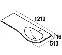 Plan vasque Mam 1200 percé 1 trou à droite Blanc brillant  - SALGAR Réf. 83879