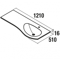 Plan vasque Mam 1200 percé 1 trou à droite Blanc mat - SALGAR Réf. 83948