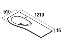 Plan vasque Mam 1200 percé 1 trou à gauche Blanc brillant - SALGAR Réf. 83878