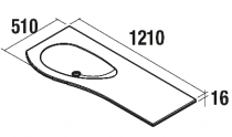 Plan vasque Mam 1200 percé 1 trou à gauche Blanc mat - SALGAR Réf. 83947