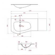 Plan vasque Mam 120cm percé 1 trou à gauche Solid surface - SALGAR Réf. 87594