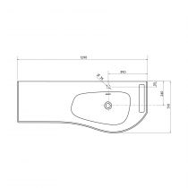 Plan vasque MAM 129cm percé 1 trou à droite + porte serviette Solid surface - SALGAR 97399