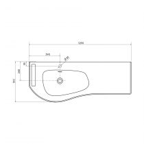 Plan vasque MAM 129cm percé 1 trou à gauche + porte serviette Solid surface - SALGAR 97396