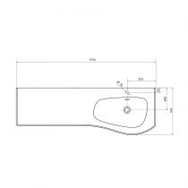 Plan vasque Mam 150cm percé 1 trou à droite Solid surface - SALGAR Réf. 91123