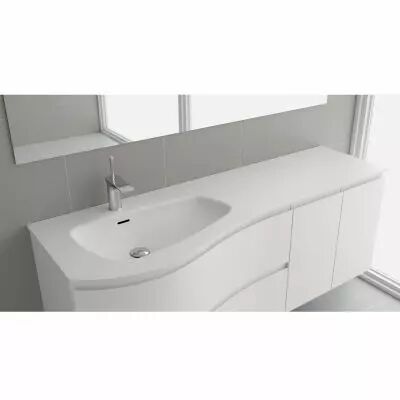 Plan vasque Mam 150cm perc� 1 trou � gauche Solid surface - SALGAR R�f. 91122