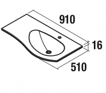 Plan vasque Mam 900 percé 1 trou à droite Blanc brillant - SALGAR Réf. 83877