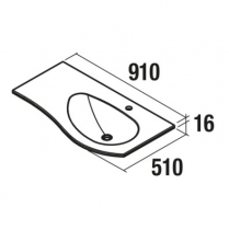 Plan vasque Mam 900 percé 1 trou à droite Blanc mat - SALGAR Réf. 83946