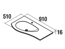 Plan vasque Mam 900 percé 1 trou à gauche Blanc brillant - SALGAR Réf. 83876