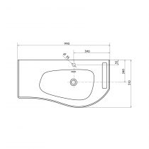 Plan vasque MAM 90cm percé 1 trou à droite + porte serviette Solid surface - SALGAR 97398
