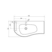Plan vasque MAM 90cm percé 1 trou à gauche + porte serviette Solid surface - SALGAR 97395