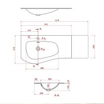 Plan vasque Mam 90cm percé 1 trou à gauche Solid surface - SALGAR Réf. 87592