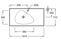 Plan-vasque Nouvelle Vague 101cm meulé pour meuble Percé 1 trou Blanc - JACOB DELAFON Réf. EXAQ112-Z-00