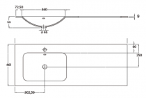 Plan vasque Otto 121x46cm vasque à gauche Blanc - O\'DESIGN Réf. OTTO-VAS120CG