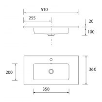 Plan-vasque S35 51cm Blanc - SALGAR Réf. 97069