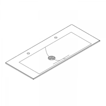 Plan vasque Signature 121cm Solidsurface - 2 trous de robinet - DECOTEC Réf. 1823301