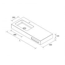Plan-vasque sur mesure NAILA 1 vasque L.901-1200mm (avec ou sans porte-serviette / avec ou sans perçage robinet) - SALGAR 97820