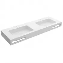 Plan vasque sur mesure NAILA 120-150cm avec 2 vasques Solid surface Blanc mat - SALGAR Réf. 97835
