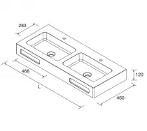 Plan vasque sur mesure NAILA 120-150cm avec 2 vasques Solid surface Blanc mat - SALGAR Réf. 97835