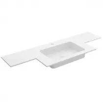Plan vasque sur mesure NAILA 120.1-150cm 2 profondeurs avec vasque Solid surface Blanc mat - SALGAR Réf. 97542