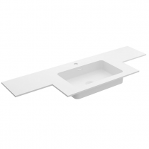 Plan vasque sur mesure NAILA 180.1-240cm 2 profondeurs avec vasque Solid surface Blanc mat - SALGAR Réf. 97545