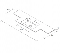 Plan vasque sur mesure NAILA 180.1-240cm 2 profondeurs avec vasque Solid surface Blanc mat - SALGAR Réf. 97545