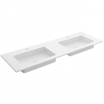 Plan vasque sur mesure NAILA 180.1-240cm avec 2 vasques Solid surface Blanc mat - SALGAR Réf. 97536
