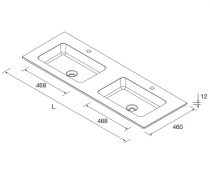 Plan vasque sur mesure NAILA 180.1-240cm avec 2 vasques Solid surface Blanc mat - SALGAR Réf. 97536
