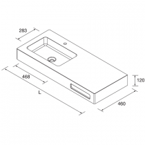 Plan vasque sur mesure NAILA 180.1-240cm avec vasque Solid surface Blanc mat - SALGAR Réf. 97834