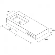 Plan vasque sur mesure NAILA 60-90cm avec vasque Solid surface Blanc mat - SALGAR Réf. 97819