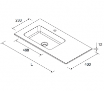 Plan vasque sur mesure NAILA 600-90cm avec vasque Solid surface Blanc mat - SALGAR Réf. 97529