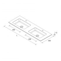 Plan-vasque sur mesure NAILA de 1200 à 1500mm avec deux vasques, avec ou sans usinage robinet - SALGAR