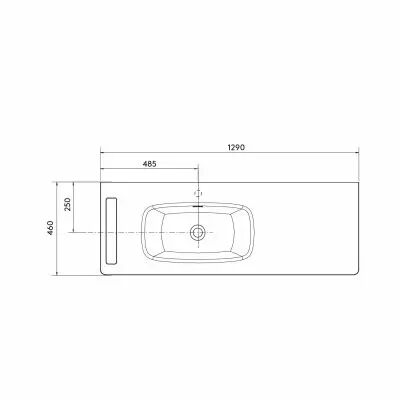 Plan vasque UNIIQ 1290 robinet et porte-serviettes � gauche solidsurface - SALGAR 97377