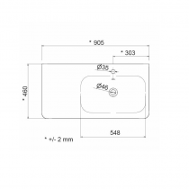 Plan-vasque Uniiq 90.5cm percé 1 trou droite Blanc - SALGAR Réf. 24544