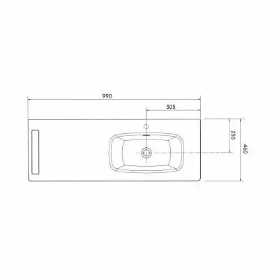 Plan vasque UNIIQ 990 robinet et porte-serviettes � droite solidsurface  - SALGAR R�f. 103182