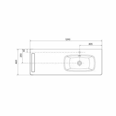 Plan vasque UNIIQ 99cm solidsurface vasque � droite avec porte-serviettes (gauche ou droite) - SALGAR R�f. 103183
