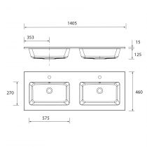 Plan vasque VILNA 140cm double MINERALSOLID MAT - SALGAR Réf. 97053