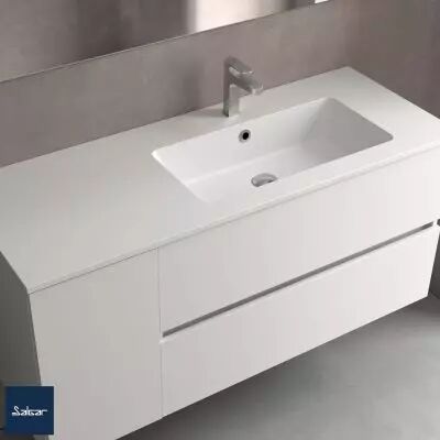 Plan vasque VILNA Mineral Solid blanc mat 100cm coquette � gauche / vasque � droite - SALGAR 97044