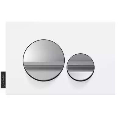 Plaque commande double touche Chrom� brillant / Blanc mat - JACOB DELAFON R�f. E20859-CP-MWH