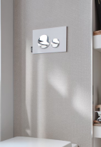 Plaque commande double touche Chromé brillant / Blanc mat - JACOB DELAFON Réf. E20859-CP-MWH