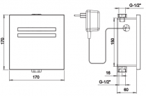 Plaque de commande électronique Plan pour urinoir avec transformateur Inox - SANINDUSA Réf. 512058113