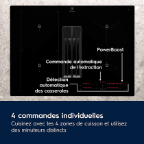 Plaque de cuisson aspirante 70cm A+ Noir - Electrolux Réf. KCC73443