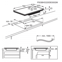 Plaque de cuisson Induction Série 600 FlexiBridge 80cm Noir - Electrolux Réf. EIV85456